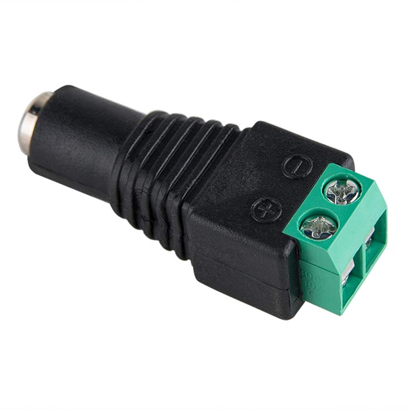 Connector-socket for power plug 2.1 / 5.5 mm (female), with terminal block (forscrew)
