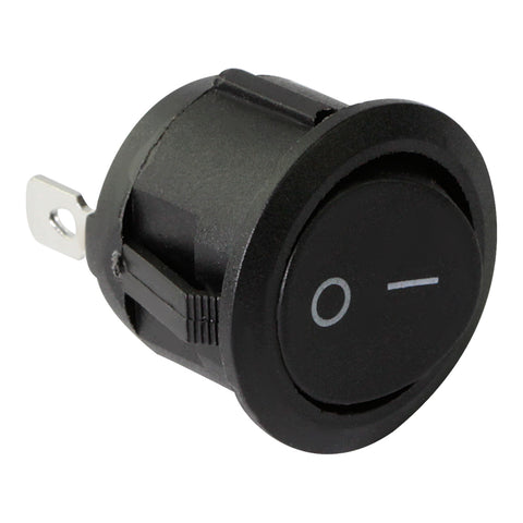 Round button switch, 220V / 12V, 6A, black