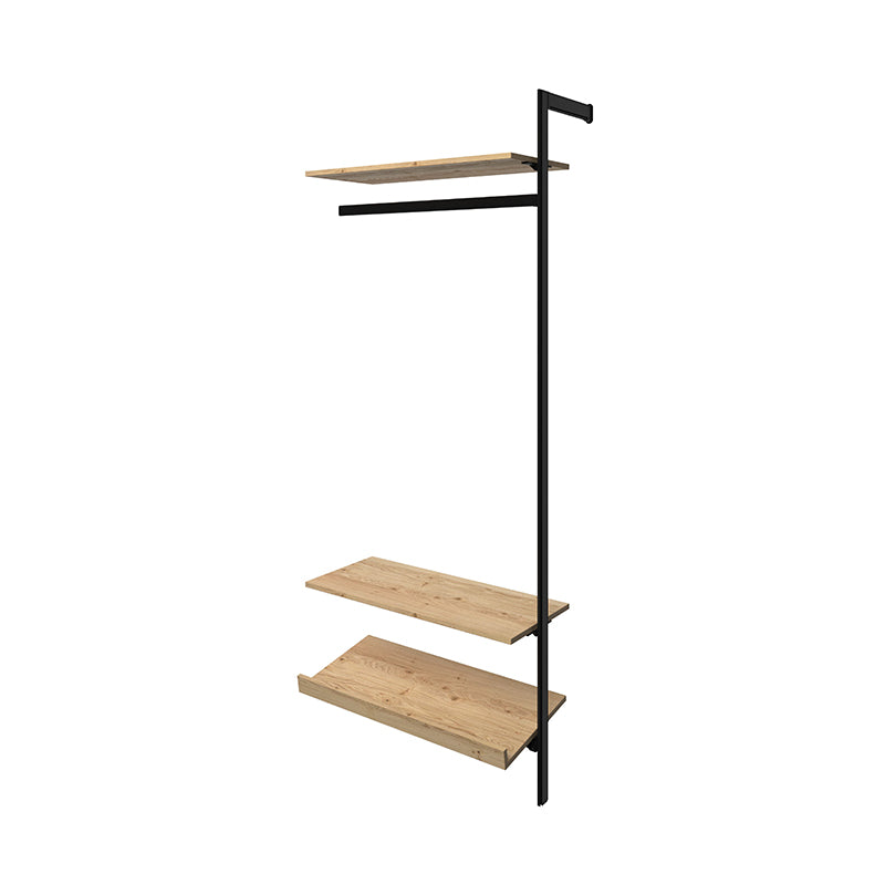 Module with fixings for an oval tube, 2 shelves and a shoe rack (Floor-Wall)